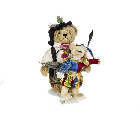 A Hermann Limited Edition Rauber huntsman bear, 90 of 1000 - 18½in. (47cm.) high; and a Antje Zahl for Steiner Eulenspiegel j