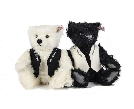 Two Steiff Club Event Teddy Bears: a 2002 white bear and a 2003 black bear, in original boxes with certificates