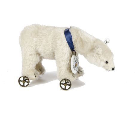 A Steiff Club Edition Polar Bear on Wheels 1910, in original box with certificate, number 40 for 1999/2000