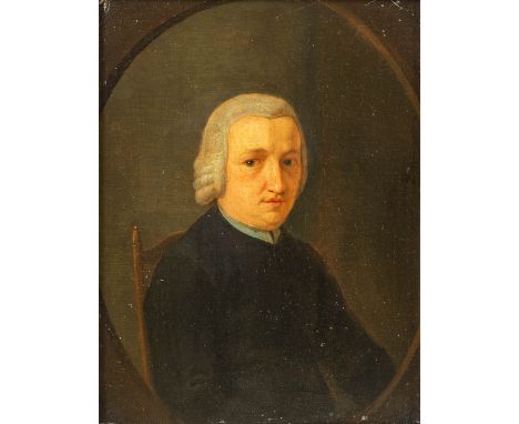 An antique portrait of a notable, oil on panel. No signature found. 18th century. (20 x 24cm)