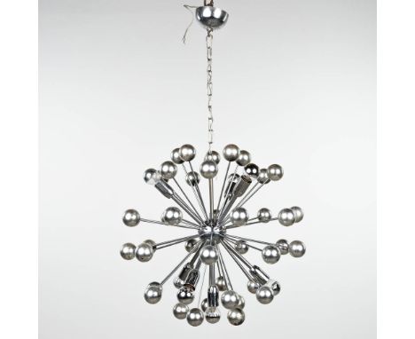 A 'Sputnik' Space Age hanging lamp, chromed. Circa 1970. (50 x 50cm)