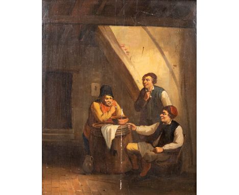 The Pipe Smoker' an antique painting, oil on panel. No signature found. 19th century. (28 x 33,5cm)