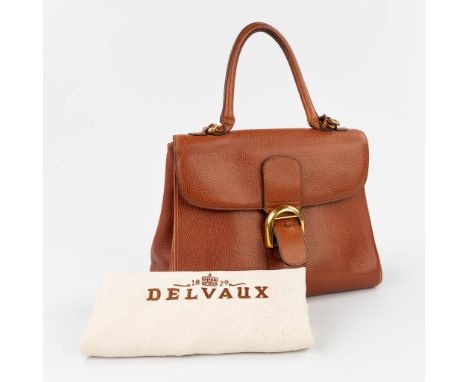 Delvaux, model Brilliant, a vintage handbag made of brown leather with the original fabric storage bag. The mirror and origin