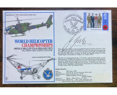 Aviation pioneer Henrich Focke signed rare 1973 World Helicopter Championships RAF cover. Only 15 signed with details and pho