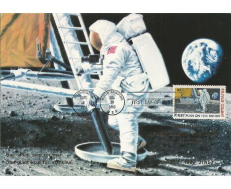 Apollo 11 First Man on the Moon Neil A. Armstrong commemorative FDC double PM Washington Sept 9 1969 and Moon Landing Jul 20 