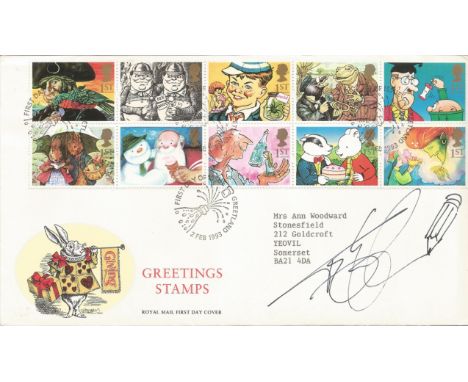 Terry Gilliam signed Greeting Stamps Royal Mail FDC PM First Day of Issue Greetland 2nd Feb 1993. Good condition. All autogra