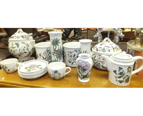 A collection of Portmeirion "Botanic Garden" pattern wares to include soup tureen, soup ladle, six plates, two large cups, te