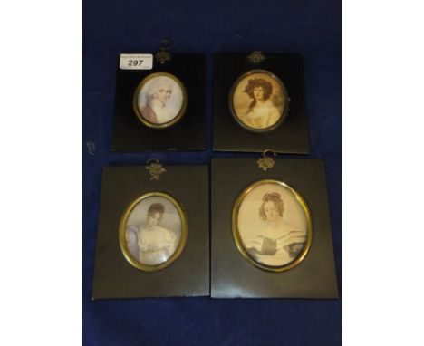 A collection of four various portrait miniatures including one inscribed verso "Margaret Bogle", another depicting a lady in 