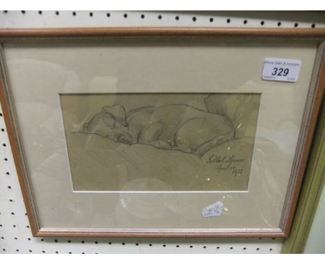 GILBERT SPENCER "Sleeping dog", pencil, signed lower right, dated April 2nd 1915 CONDITION REPORTS Overall with light wear, b