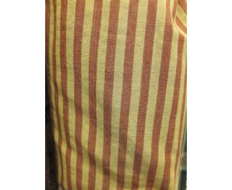 A pair of gold and terracotta striped curtains CONDITION REPORTS Approx 120" wide x 90" drop