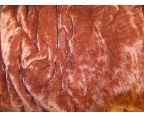 Three pairs of rust coloured velvet pinch pleat interlined curtains CONDITION REPORTS One pair approx 34" wide x 72" drop, an