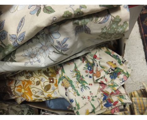 A collection of various vintage curtains to include Sanderson's fabric with William Morris designed print, etc