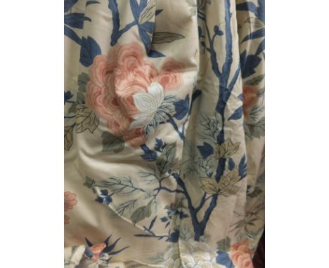Two pairs of GP & J Baker "Blue Canton" cotton interlined curtains, together with two pinch pleat pelmets CONDITION REPORTS O