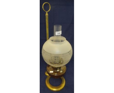 A Victorian brass adjustable oil lamp