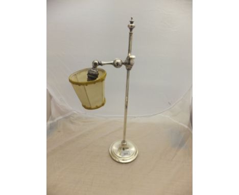 An Edwardian silver plated adjustable table lamp, stamped "F & S 4"