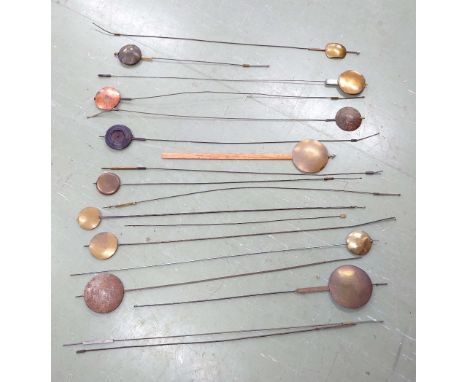 Collection of various size longcase clock pendulums (14)