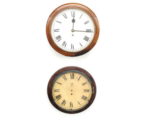 Mahogany single fusee 12" wall dial clock, bearing a plate numbered 10204 on the turned surround below six o'clock (pendulum)