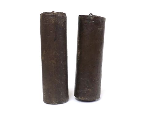 Pair of brass cased longcase clock weights (2)