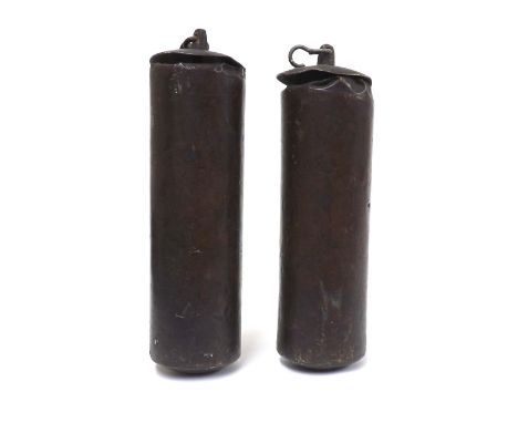 Pair of brass cased longcase clock weights (2)