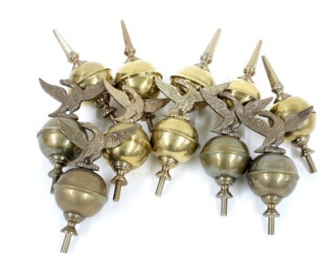 Eleven various longcase clock brass ball finials (11)