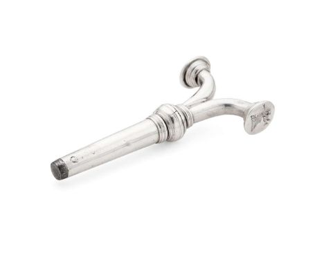  A DUTCH SILVER CORKSCREW DOUBLE-ENDED SEAL MID 19TH CENTURY, UNMARKED formed as a Y shape, the two terminals engraved to eac