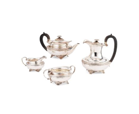  A GEORGE V FOUR-PIECE TEA-SERVICE FENTON, RUSSELL & CO. LTD, SHEFFIELD 1919 comprising a water pot, teapot, twin-handled sug