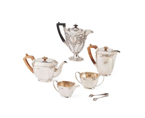  A 1930s MATCHED FOUR-PIECE ART-DECO TEA-SERVICE STOWER & WRAGG Ltd., SHEFFIELD 1936/1937/1939 comprising a waterpot, teapot,