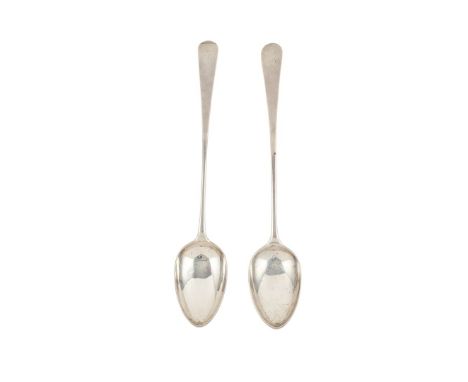 A PAIR OF GEORGE III SERVING SPOONS WILLIAM & PATRICK CUNNINGHAM, EDINBURGH 1797 of Celtic Point pattern, italic B engraved 