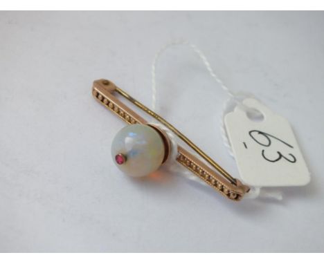 Gold opal bead brooch      