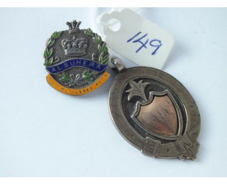 Gold on silver fob and an enamel and silver Middlesex  Regiment brooch       