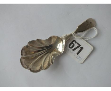 Exeter. Fiddle pattern caddy spoon, 1838 by RW    