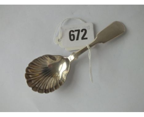 Exeter. Fiddle pattern caddy spoon, 1848 by JW &amp; JW   