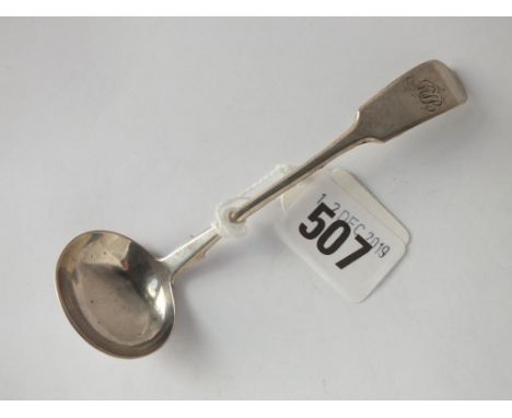Exeter. Victorian fiddle pattern cream ladle, 1847 by JS 12g. 