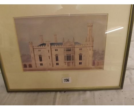 AJ Davies an architectural drawing of a Gothic mansion  7” x 11.5” inscribed on reverse        