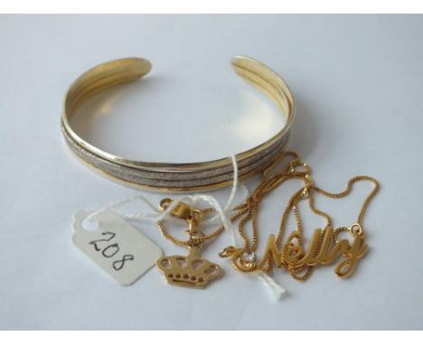 Silver gilt bangle &amp; a silver gilt pendant necklace   