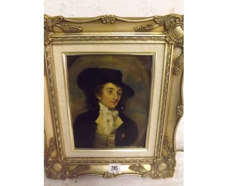 English school – Half-length portrait of gent with cravat – on metal  9.5 x 7.5          240    