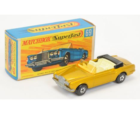 Matchbox Superfast 69a Rolls Royce Silver Shadow Convertible - metallic gold body with high arches, amber windscreen, burnt S