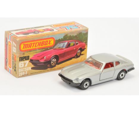 Matchbox Superfast 67c Datsun 260Z - metallic silver body, clear windows, red interior, dot dash wheels,&nbsp; gloss black ba