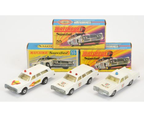 Matchbox Superfast Emergency group (1) 55a Mercury Park Lane Police Car - white body, blue roof-light, clear windows, ivory i