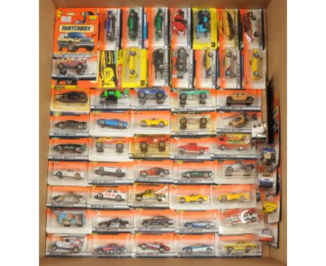 Matchbox Superfast a large blister packed group of mostly Mattel Wheels issues including, #40 '66' Mustang Cobra Jet; #97 Jee