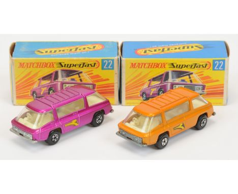 Matchbox Superfast 22b Freeman Inter-city Commuter pair (1) metallic orange-gold body with door labels, clear windows, ivory 