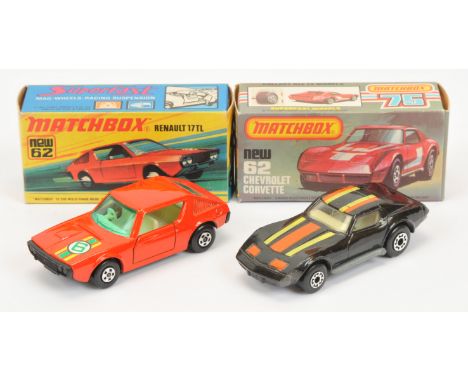 Matchbox Superfast pair (1) 62c Renault 17TL - red body with racing number 6 hood label, turquoise green windows, ivory inter