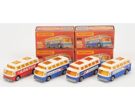 Matchbox Superfast 65b Airport Coach group (1) "British Airways" - dark metallic blue body, dark amber windows, pale yellow i