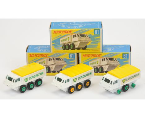Matchbox Regular Wheels 61b Alvis Stalwart group (1) white body with smooth load bed, lemon yellow plastic canopy, dark green