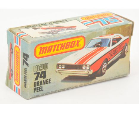 Matchbox Superfast 74d Dodge Charger Orange Peel Dragster - Empty Box Only - Excellent Plus "New" type L US issue box with ma