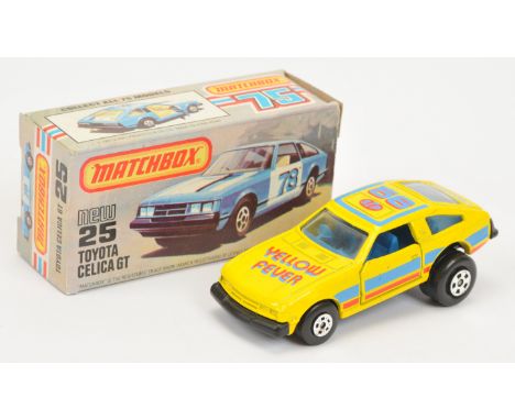 Matchbox Superfast 25e Toyota Celica GT Yellow Fever issue - lemon yellow body with blue &amp; red racing number 56 tampo pri