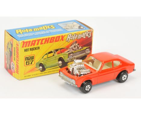 Matchbox Superfast Rola-matics 67b Ford Capri Hot Rocker - burnt orange body, ivory interior, chrome engine, 5-spoke wide whe