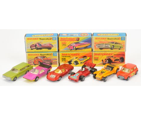 Matchbox Superfast group of cars (1) 24b Team Matchbox Racing Car - metallic red body with racing number 8 nose label, bare m