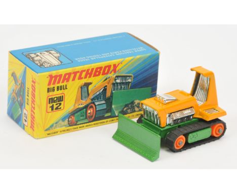 Matchbox Superfast 12c Big Bull Bulldozer - orange body, chrome engine and interior, metallic jade green chassis, orange plas