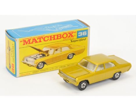 Matchbox Superfast 36a Opel Diplomat - metallic light gold body with silver grille (Regular Wheel colour), chrome engine, cle